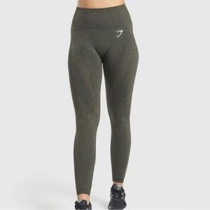 Gymshark Vital Seamless Leggings - Dark Green Marl SIZE SMALL